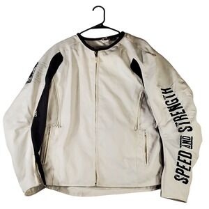 Speed and Strength ARMORED Motorcycle Jacket Size Large white
